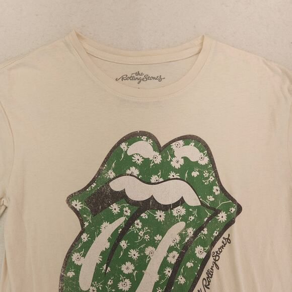 Rolling Stones Band Crew Neck Short Sleeve Graphic T Shirt Womens Size L White - Picture 1 of 11